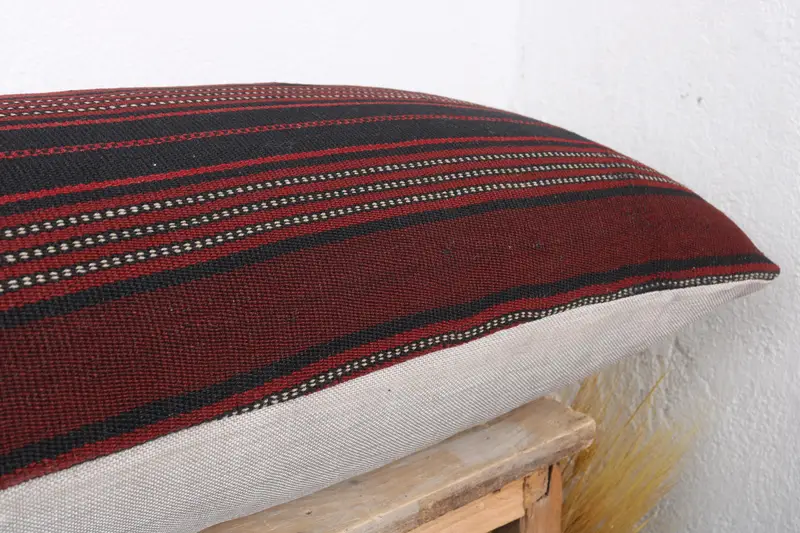 Pillow Cover, Pastel Cushion, 16x43 Red Pillow, Vintage Kilim Throw Pillow, Kilim Cushion Sham, Turkish Bench Cushion, Handmade Kilim Cushion - 6