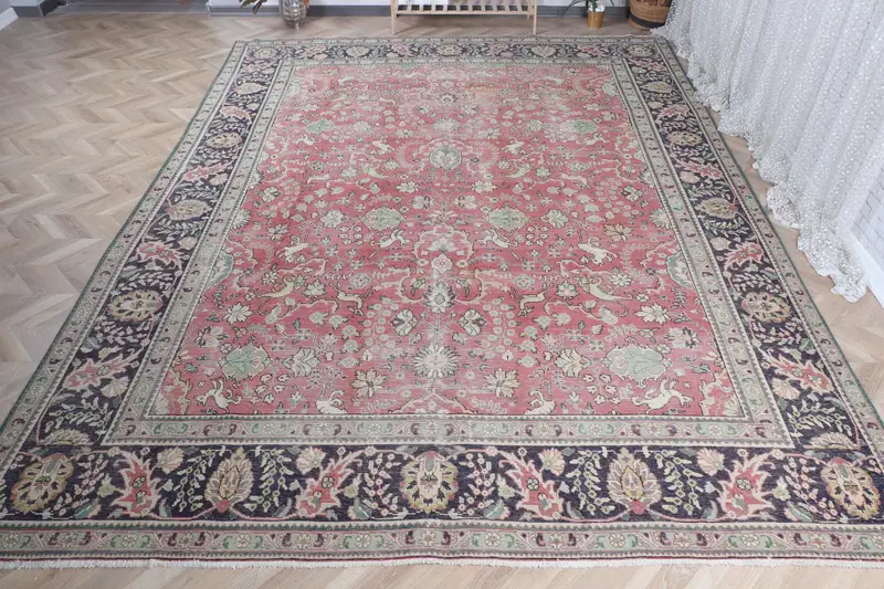 Handmade Moroccan Rug, 0.8x13.3 ft Red & Green
