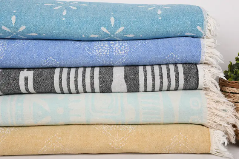 Woven Blanket, Wedding Favors, Christmas Tablecloth, Turkish Blanket, Organic Throw, Oversized Beach Towel, Home Gift, 80x60 Cotton Set of 5 Towel - 3
