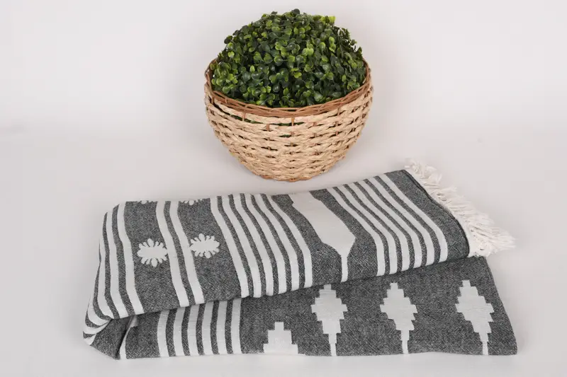Woven Blanket, Wedding Favors, Christmas Tablecloth, Turkish Blanket, Organic Throw, Oversized Beach Towel, Home Gift, 80x60 Cotton Set of 5 Towel - 5