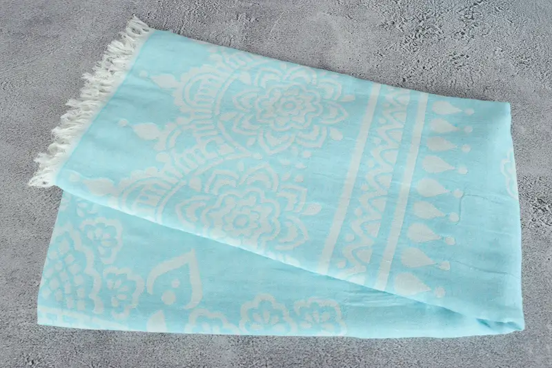 Organic towel, Bridesmaid Gift Towel, Gift For Boyfriend, Custom Towel, Fringed Turkish towel for poolside, 74x36 Cotton Floral Patterned Towel - 7
