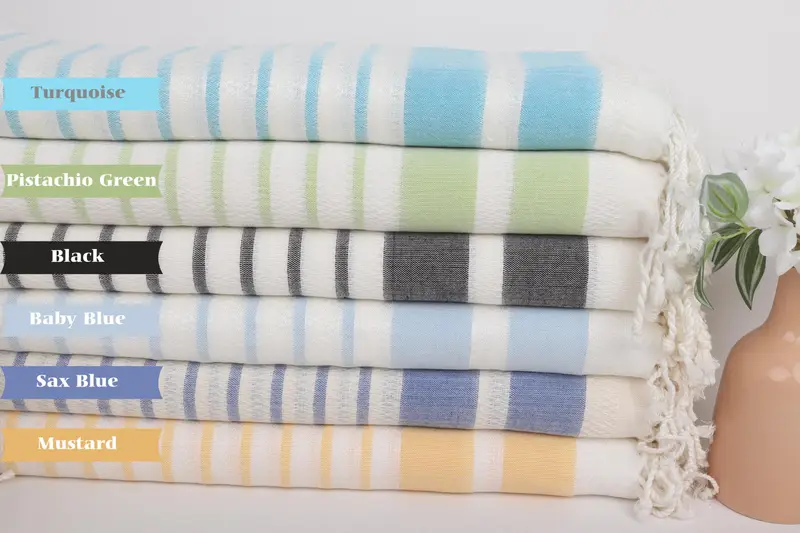 Spa Gift Towel, Gift For Mom, Bridal Shower Gift, Summer Gift, Vegas Bachelorette Party Favors, Bridesmaid Gift Towel, 70x40 Cotton Striped Towel - 1