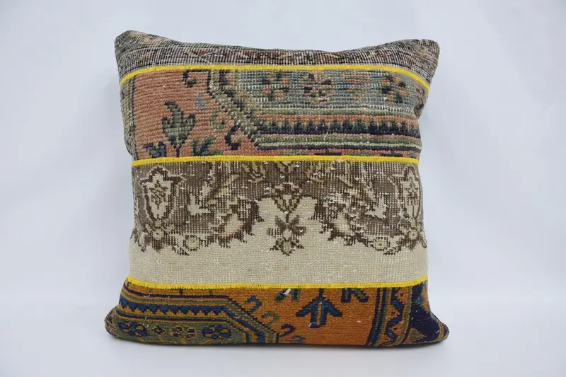 Large Square Throw Pillow Sham, Beige Antique 28x28 inch Pillow Cover - 1