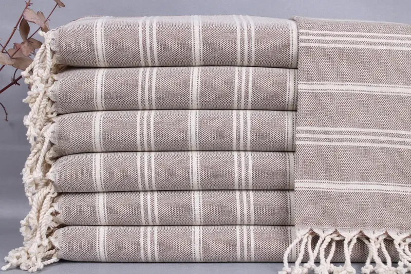 Turkish Tea Towels, Kitchen Towel, Brown Napkin, Striped Peshkir, 24x36 Inches