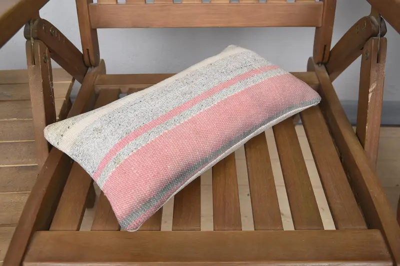 Anatolian Cushion Case, Kilim Pillow, Living Room Throw Pillow Sham, Kilim Cushion Sham, 8x16 Pink Pillow, Pillow Case, Home Decor Pillow - 4