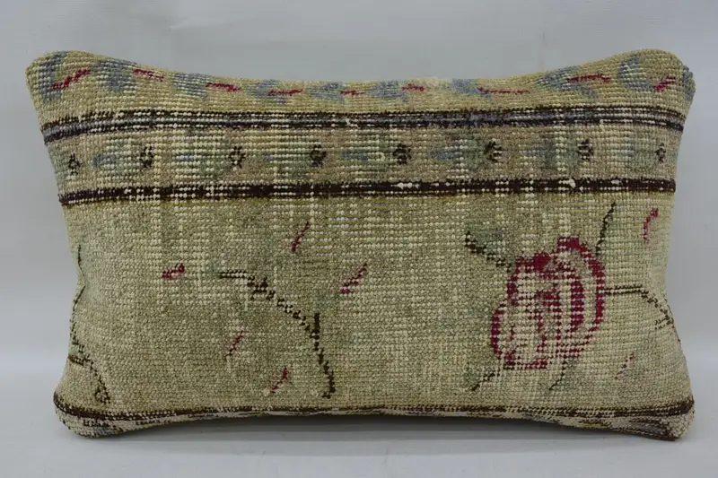 Cushion, Crochet Pattern Cushion Case, 12x20 Beige Cushion, Vintage Kilim Pillow, Interior Designer Pillow, Kilim Cushion Sham - 4