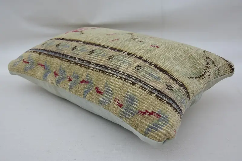 Cushion, Crochet Pattern Cushion Case, 12x20 Beige Cushion, Vintage Kilim Pillow, Interior Designer Pillow, Kilim Cushion Sham - 6