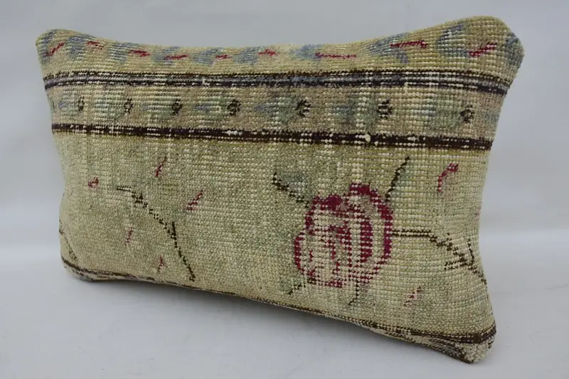 Cushion, Crochet Pattern Cushion Case, 12x20 Beige Cushion, Vintage Kilim Pillow, Interior Designer Pillow, Kilim Cushion Sham - 3
