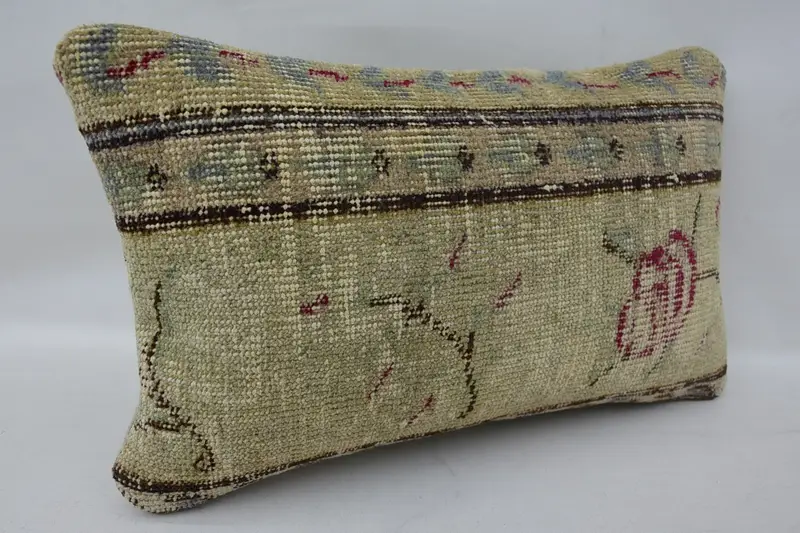 Cushion, Crochet Pattern Cushion Case, 12x20 Beige Cushion, Vintage Kilim Pillow, Interior Designer Pillow, Kilim Cushion Sham - 2