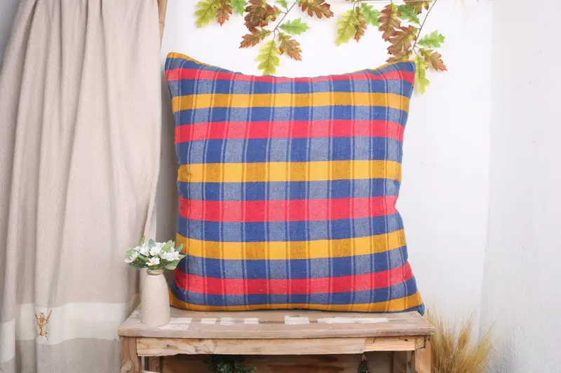 Vintage Kilim Throw Pillow, Aztec Pillow Case, Throw Kilim Pillow, Customized Pillow, 32x32 Blue Cushion Case, Kilim Cushion Sham, Pillow - 1