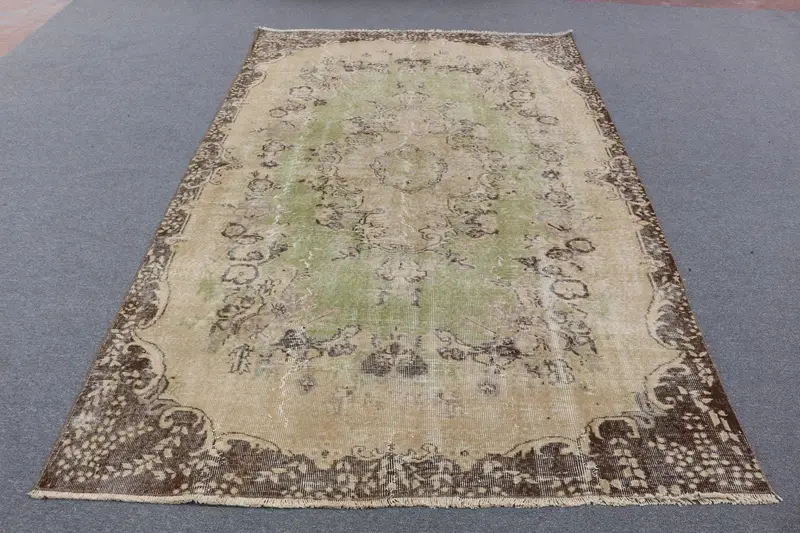 Eleganter Beige Teppich, Abstraktes Muster 5,5x8,8 ft