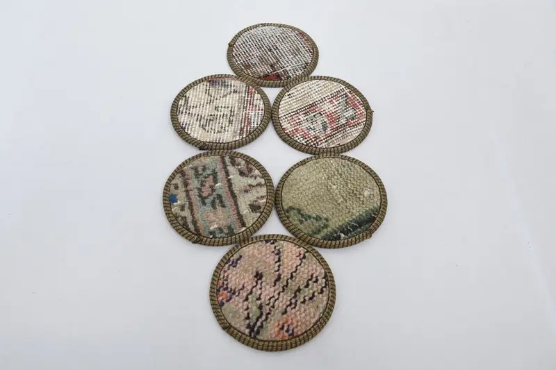 Bohemian Round Coaster, Beige and Green Decorative Coaster