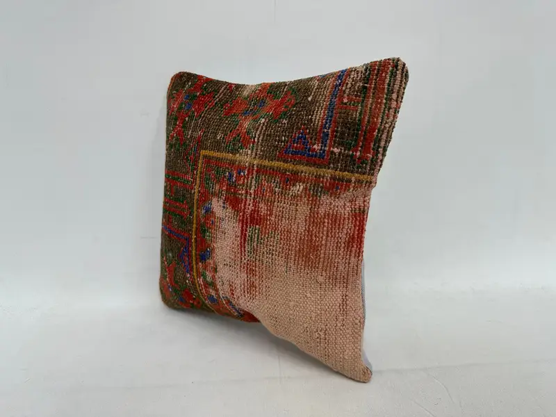 Living Room Throw Pillow, Pillow Sham, 14x14 Red Pillow Case, Meditation Cushion, Pillow for Couch, Vintage Pillow, Turkish Pillow - 4