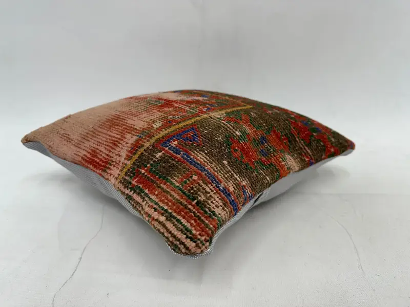 Living Room Throw Pillow, Pillow Sham, 14x14 Red Pillow Case, Meditation Cushion, Pillow for Couch, Vintage Pillow, Turkish Pillow - 6