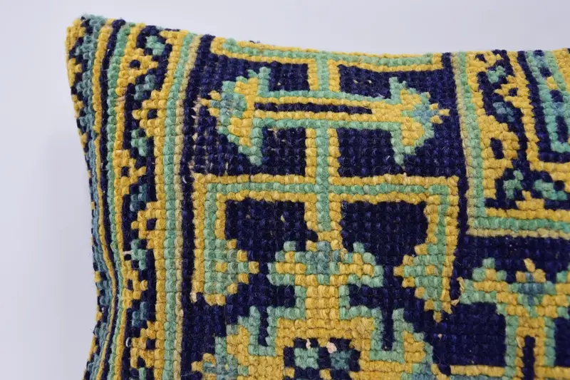Turkish Kilim Pillow, Pillow for Couch, Authentic Pillow, 12x20 Blue Pillow Cover, Home Decor Pillow, Shabby Chic Pillow Sham, Pillow - 2