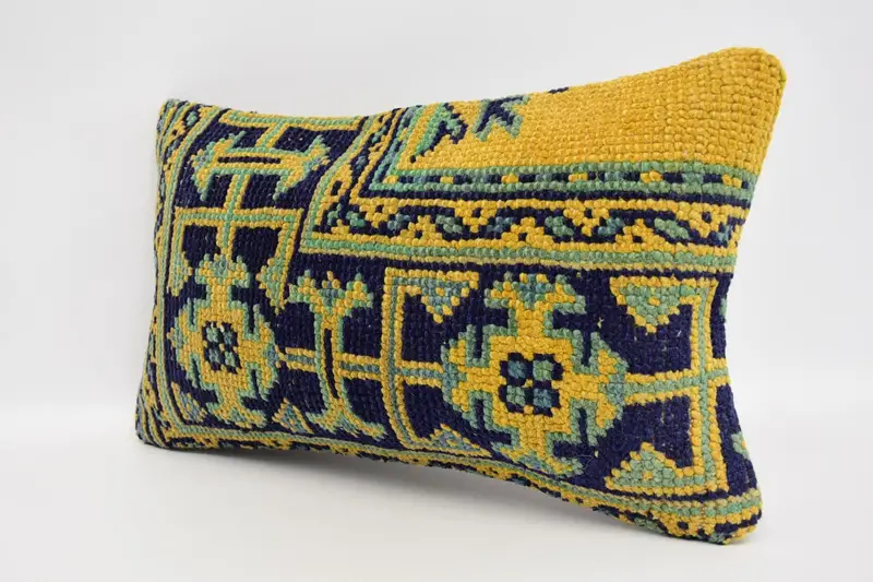 Turkish Kilim Pillow, Pillow for Couch, Authentic Pillow, 12x20 Blue Pillow Cover, Home Decor Pillow, Shabby Chic Pillow Sham, Pillow - 4