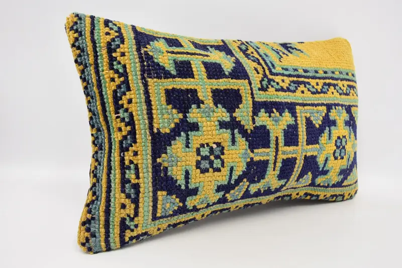 Turkish Kilim Pillow, Pillow for Couch, Authentic Pillow, 12x20 Blue Pillow Cover, Home Decor Pillow, Shabby Chic Pillow Sham, Pillow - 3