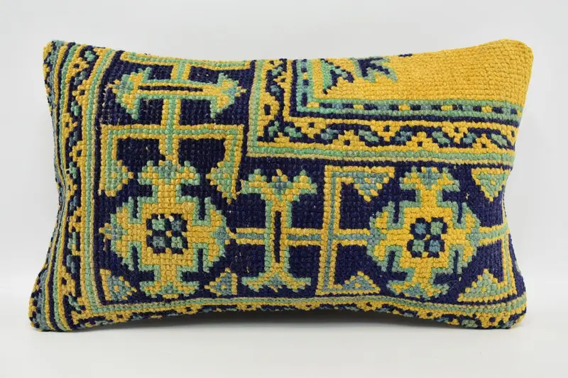 Turkish Kilim Pillow, Pillow for Couch, Authentic Pillow, 12x20 Blue Pillow Cover, Home Decor Pillow, Shabby Chic Pillow Sham, Pillow - 1