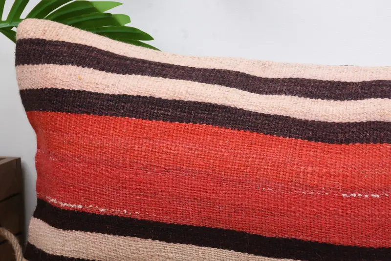 Boho Pillow Sham Cover, Pillow, Kilim Cushion Sham, Art Deco Pillow Case, Pattern Throw Cushion, Interior Designer Pillow, 12x48 Red Pillow Cover - 2