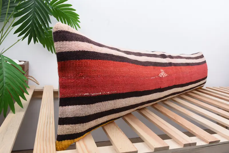 Boho Pillow Sham Cover, Pillow, Kilim Cushion Sham, Art Deco Pillow Case, Pattern Throw Cushion, Interior Designer Pillow, 12x48 Red Pillow Cover - 4