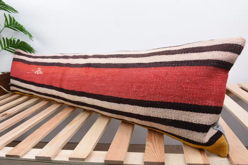 Boho Pillow Sham Cover, Pillow, Kilim Cushion Sham, Art Deco Pillow Case, Pattern Throw Cushion, Interior Designer Pillow, 12x48 Red Pillow Cover - 5