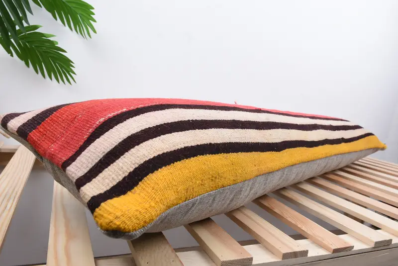 Boho Pillow Sham Cover, Pillow, Kilim Cushion Sham, Art Deco Pillow Case, Pattern Throw Cushion, Interior Designer Pillow, 12x48 Red Pillow Cover - 6