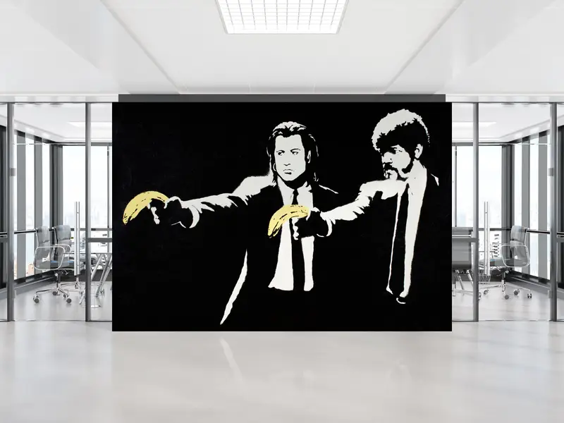 Modern Wall Paper, Banksy Pulp Mural, Custom Wall Paper, Wall Paper Peel and Stick, Banksy Banana Gun, Street Mural, - 10