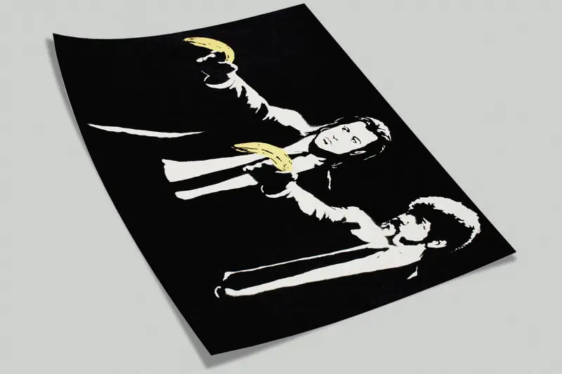 Modern Wall Paper, Banksy Pulp Mural, Custom Wall Paper, Wall Paper Peel and Stick, Banksy Banana Gun, Street Mural, - 2