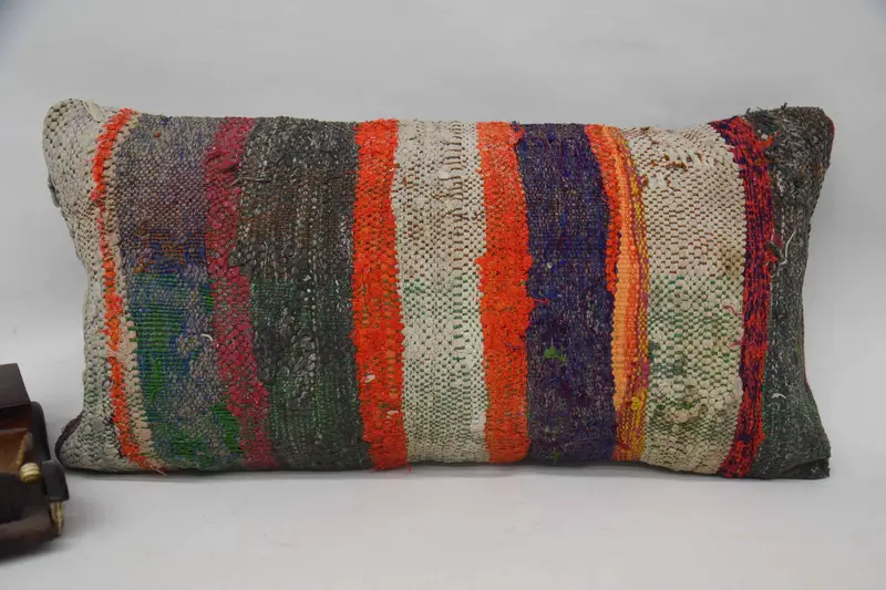 Traditional Pillow Sham, Vintage Kilim Pillow, Kilim Pillow Cover, Pillow Sham, 12x24 Orange Pillow, Boho Pillow Sham Cover - 1