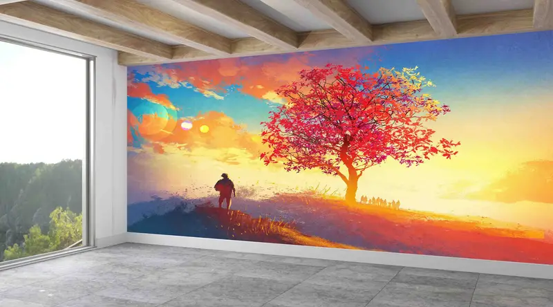 Baskılı Gerçeküstü Gündoğumu Duvar Kağıdı: Man Cave veya Boy Room'unuzu Yükseltin