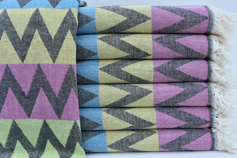 Bachelorette Favor, Thin towel, 70x40 Cotton Zigzag Design Towel, Absorbent towel, Gift For Him, Peshtemal Towel USA, Beach Towel Personalized - 2