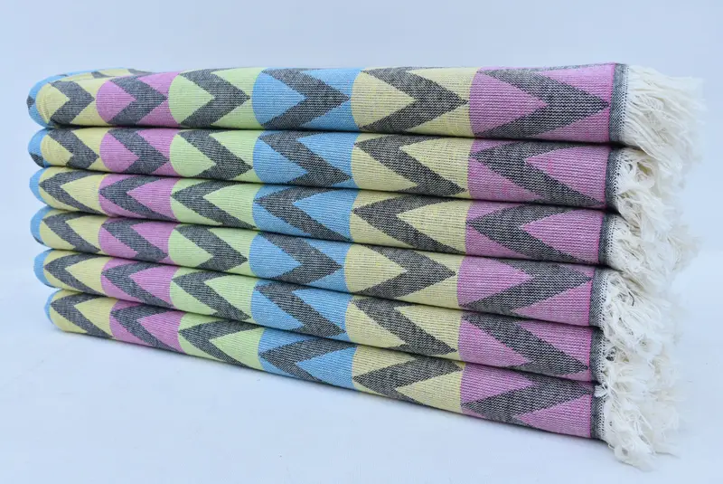 Bachelorette Favor, Thin towel, 70x40 Cotton Zigzag Design Towel, Absorbent towel, Gift For Him, Peshtemal Towel USA, Beach Towel Personalized - 4