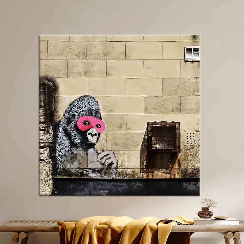 Elegante Banksy-Gorilla-Graffiti-Leinwandkunst