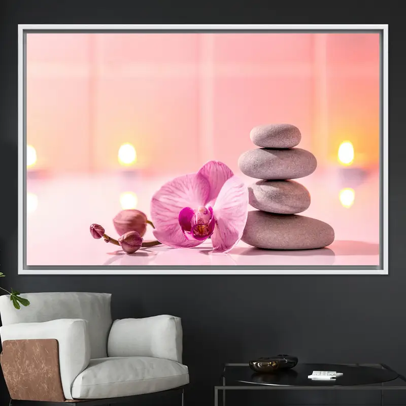 エレガントな禅キャンバス: ピンクの蘭とスパ セレニティ プリント