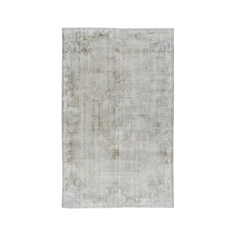 Turkish Vintage Rug 5.6x8.9 ft, Gray Oushak Southwestern Rug - 1