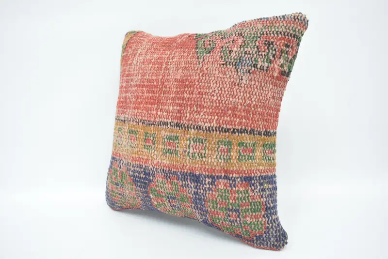 Kilim Cushion Sham, Cushion Cover, 16x16 Red Cushion, Luxury Cushion Case, Pillow for Couch, Kilim Pillow Cover - 4