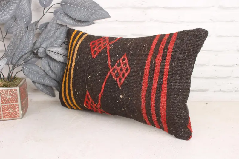 Boho Pillow, Cushion Cover, Vintage Kilim Pillow, Wholesale Cushion Case, Traditional Cushion Case, Gift Pillow, 12x20 Red Pillow Sham - 4