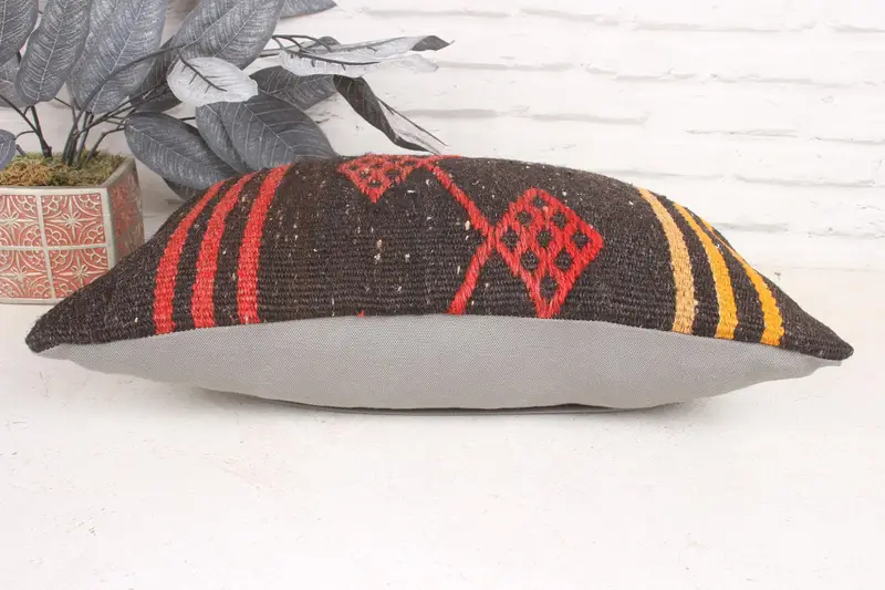 Boho Pillow, Cushion Cover, Vintage Kilim Pillow, Wholesale Cushion Case, Traditional Cushion Case, Gift Pillow, 12x20 Red Pillow Sham - 5
