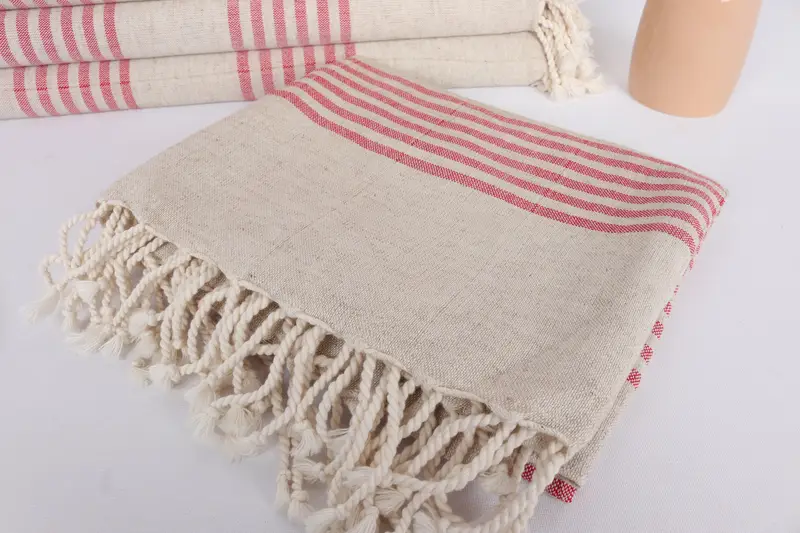 Travel towel, Embroidery Towel, 70x40 Linen Striped Towel, Housewarming Gift, Wedding Gift For Bride, Wedding Anniversary Gift, Sand-resistant towel - 5