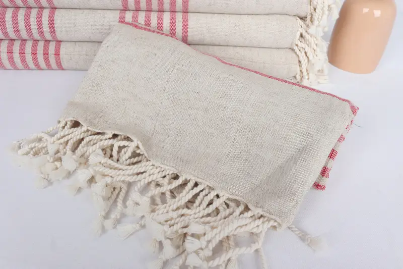 Travel towel, Embroidery Towel, 70x40 Linen Striped Towel, Housewarming Gift, Wedding Gift For Bride, Wedding Anniversary Gift, Sand-resistant towel - 4
