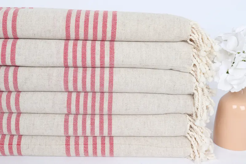 Travel towel, Embroidery Towel, 70x40 Linen Striped Towel, Housewarming Gift, Wedding Gift For Bride, Wedding Anniversary Gift, Sand-resistant towel - 3