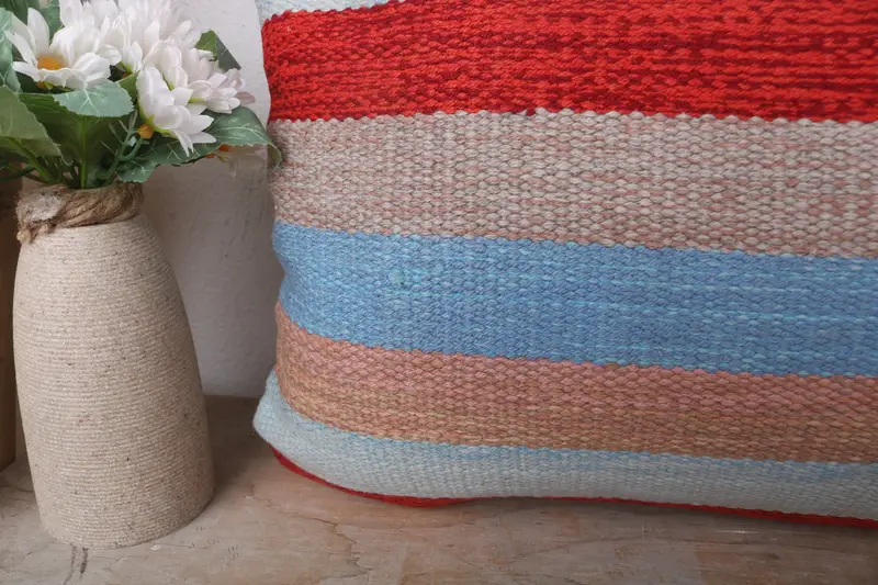 Vintage Kilim Throw Pillow, Handmade Kilim Cushion, Vintage Pillow, 12x24 Blue Cushion Case, Hippie Throw Pillow, Cushion Case - 3