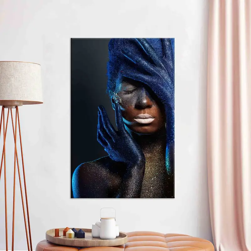 Shimmery Luxury Canvas: Contemporary African Woman Art Print