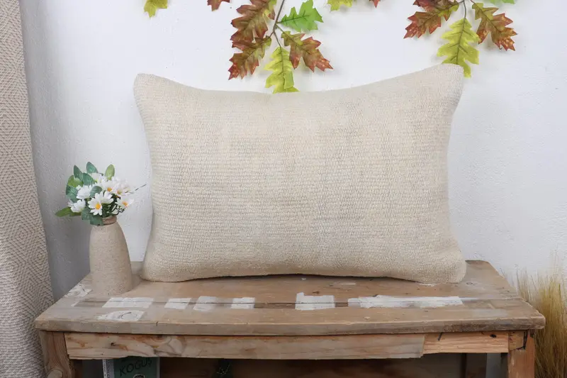 Pillow for Couch, Neutral Throw Pillow Case, 16x24 White Cushion Case, Oriental Pillow Sham, Kilim Cushion Sham, Boho Pillow Sham Cover, Cushion - 1