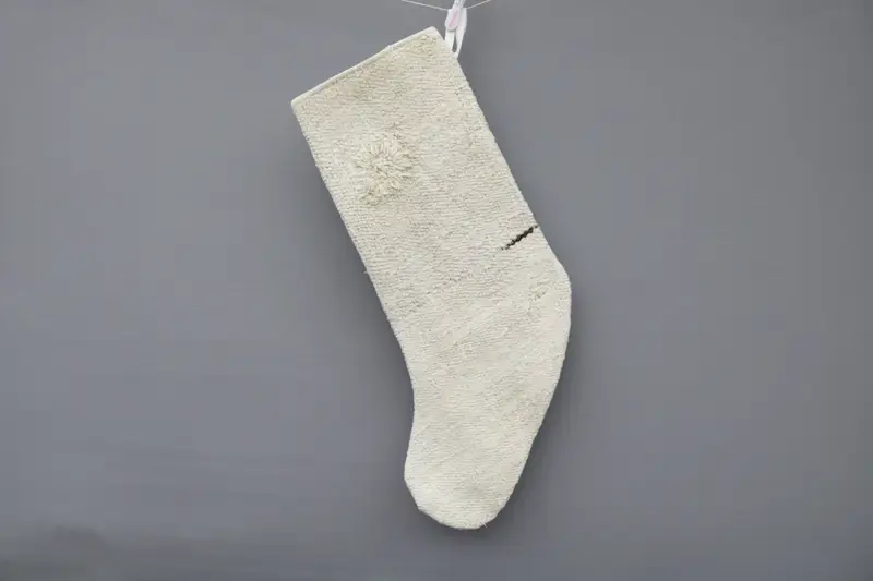 Beige Christmas Stocking with Ornaments Pattern, 9-Inch Wide Stocking