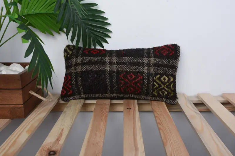 Pillow, 8x16 Brown Pillow Cover, Vintage Pillow, Kilim Rug Pillow Cover, Vintage Kilim Pillow, Boho Pillow Sham Cover, Decorative Throw Pillow Cover - 1