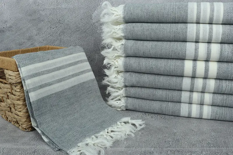 Personalized Beach Towel, Luxury Beach Towel, Towel With Name, Fouta towel, Valentines Day Gift, Bachelorette Party Gift, 68x40 Cotton Striped Towel - 3