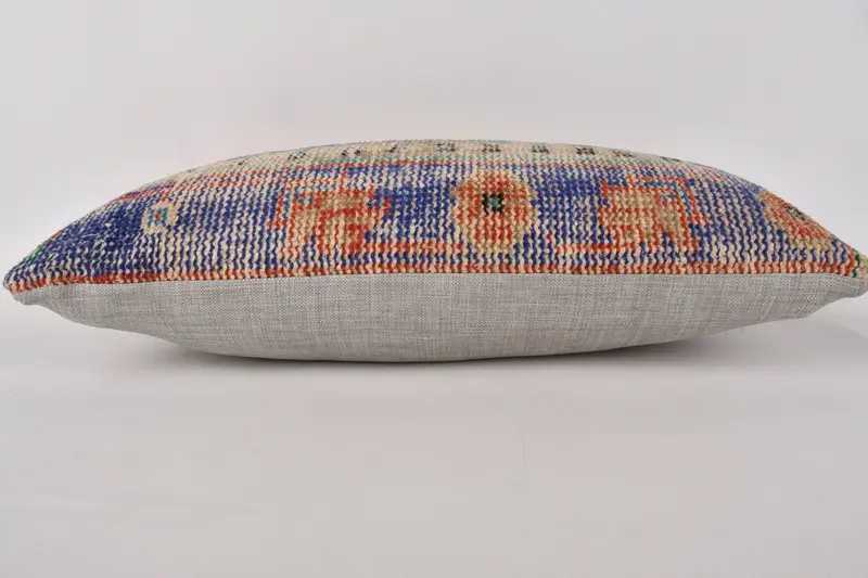 Turkish Corner Pillow, Pillow for Sofa, Pillow for Couch, Vintage Kilim Pillow, Pastel Pillow Case, 12x24 Blue Cushion, Cushion, Bench Pillow Cover - 5