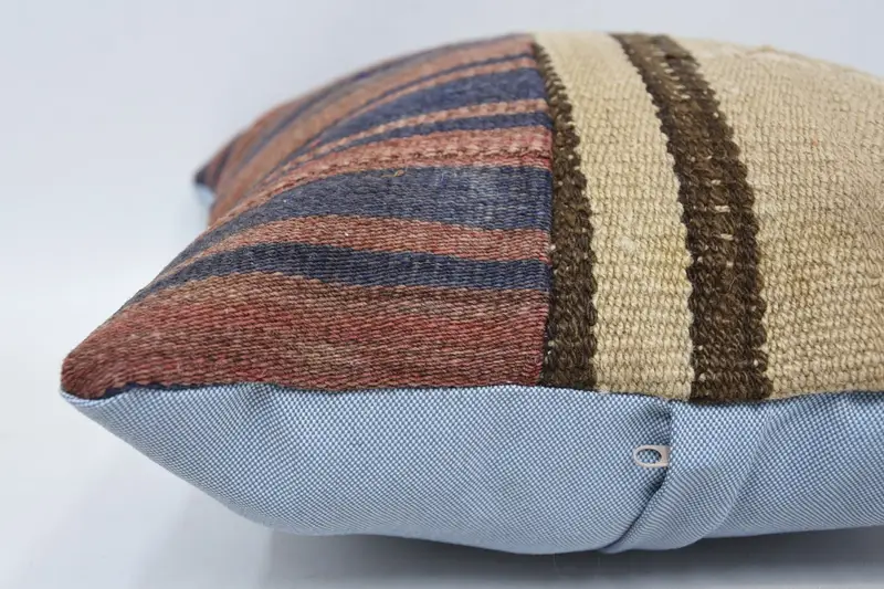 Rustic Pillow Cover, Vintage Kilim Throw Pillow, Pillow, Interior Designer Pillow, 14x14 Beige Pillow Case, Ethnical Kilim Rug Pillow - 5