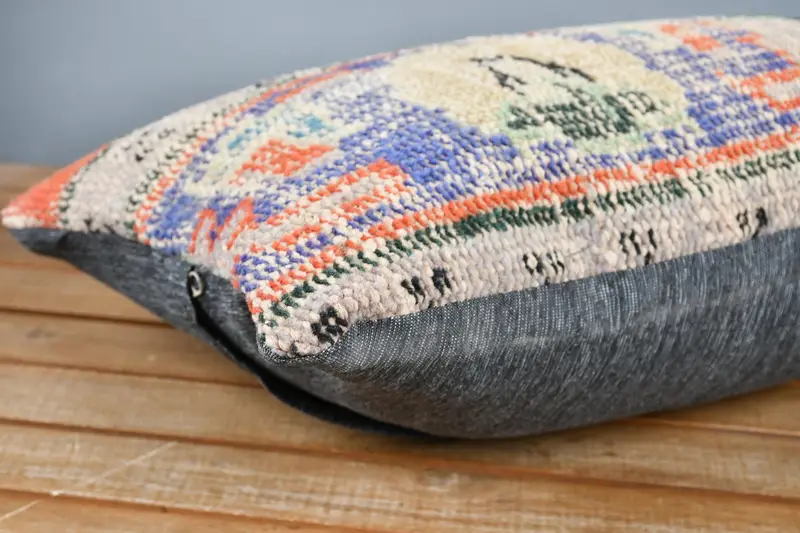 12x24 Blue Pillow Cover, Hippie Throw Pillow Case, Ethnical Kilim Rug Pillow, Vintage Kilim Throw Pillow, Pillow, Home Decor Pillow - 4